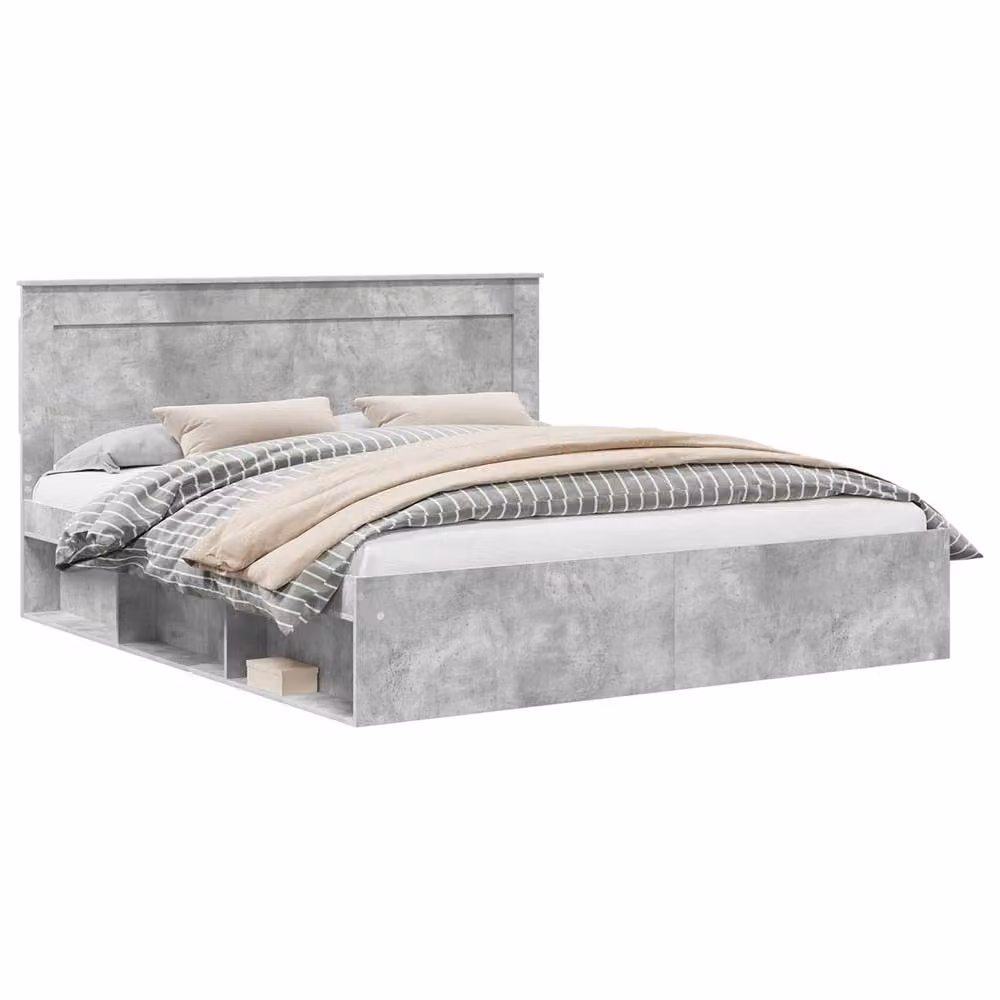Berkfield Home Modern Bed Frame with Headboard in Grey Solid Pine and Engineered Wood, W/D/H: 180 x 200 cm – 2