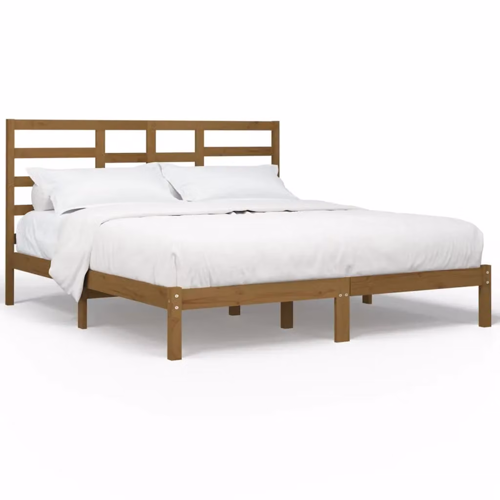 Berkfield Home Modern Solid Wood Pine Bed Frame in Brown, 200 x 200 cm – 2