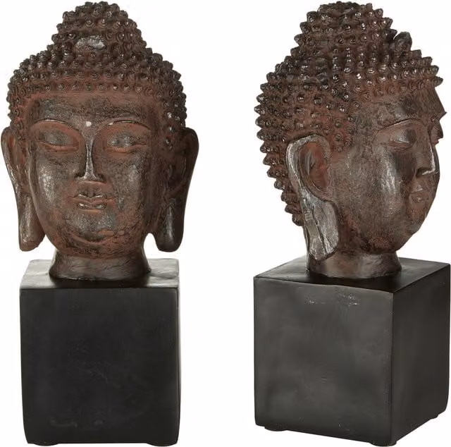 Orsina Black Ceramic Buddha Head Bookends Set