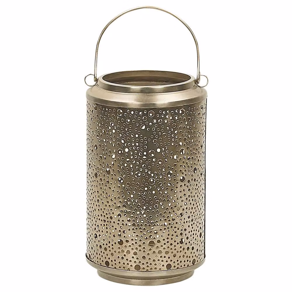 Wyld and Coco Gold Metal Vintage Pillar Candle Holder Lantern, Height: 25 cm – 3