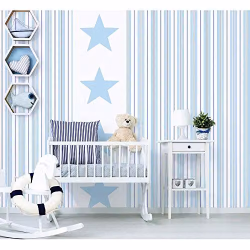 Galerie Deauville 2 Large Stars Navy White Geometric Abstract Wallpaper