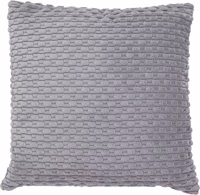 Garden Sanctuary Light Grey Corduroy Square Throw Pillow