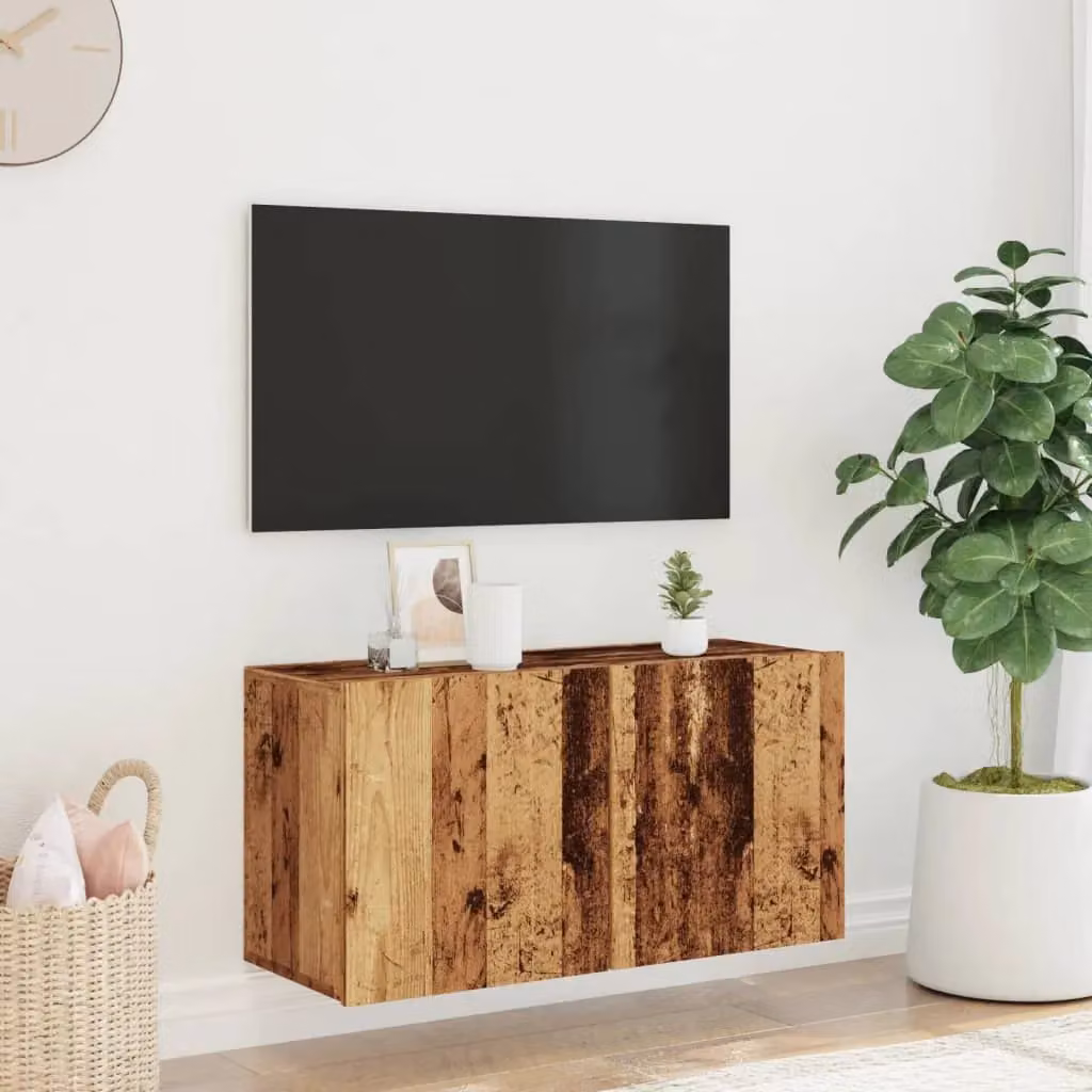 Berkfield Home Wall-mounted TV Cabinet in Brown Old Wood, W: 80 cm, D: 30 cm, H: 41 cm – 3