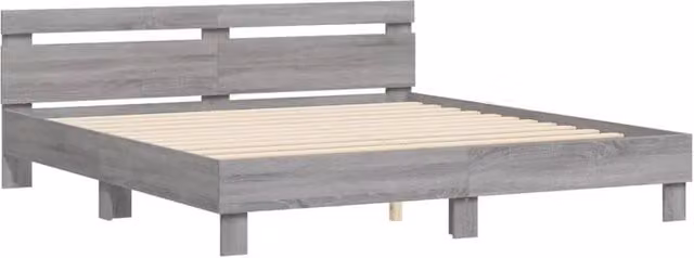 Berkfield Home Durable Bed Frame in Grey Sonoma, W: 160 cm, L: 200 cm – 1