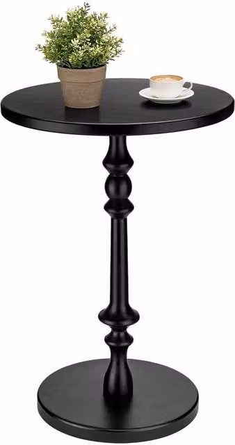 FORGEVIO Solid Wood Round Side Table in Black – 1
