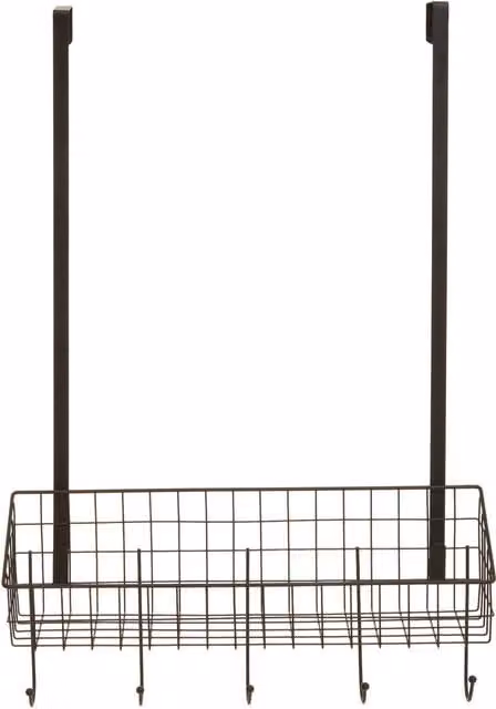 Orsina Metal Over The Door Hanger with Shelf in Black, W/D/H: 46 x 17 x 74 cm