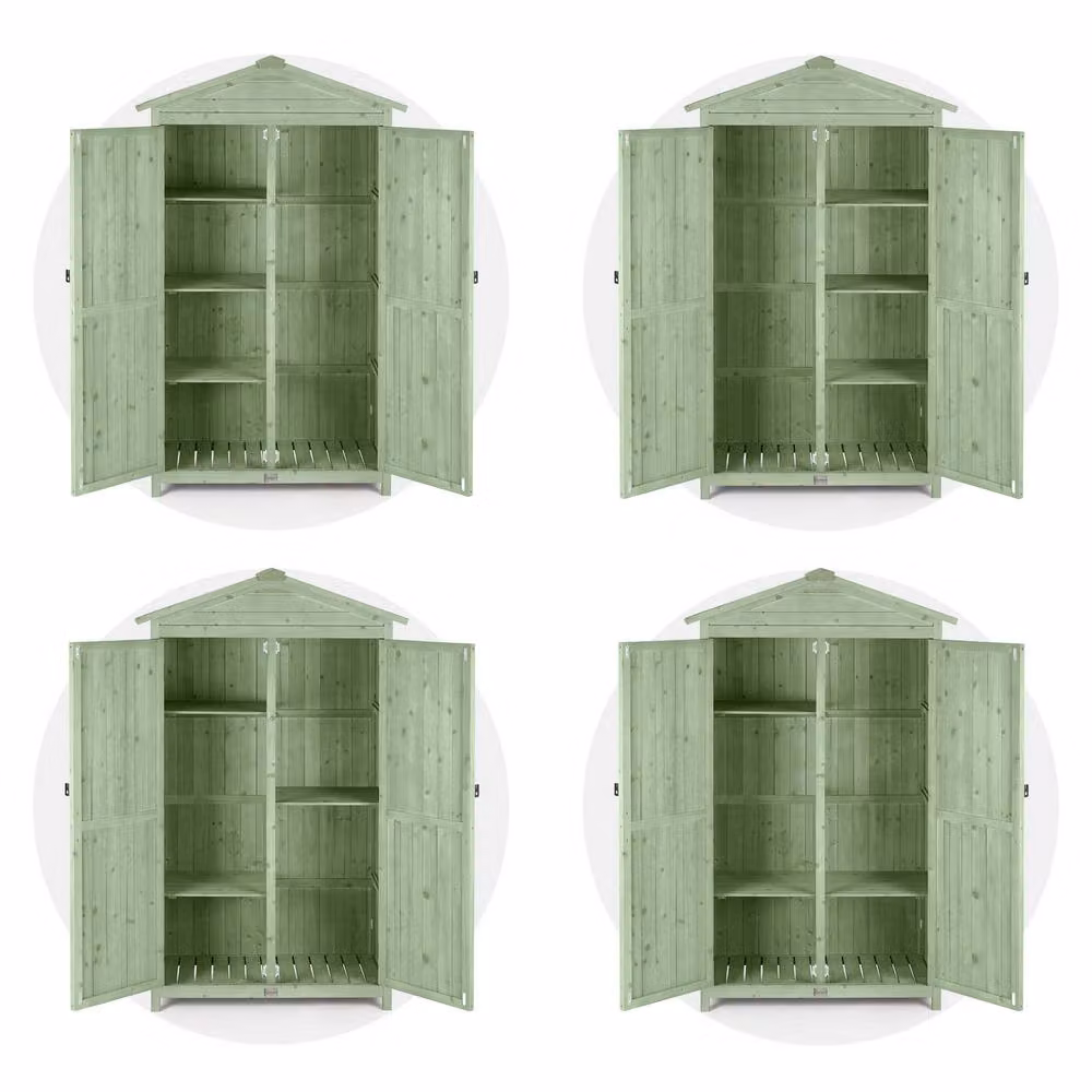 Christow Green Slim Double Door Garden Shed with Shelving, W: 100 cm, D: 64 cm, H: 166 cm – 2