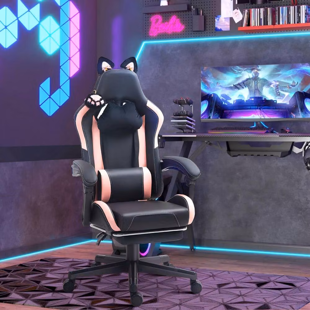 STILVORA Black Reclining Gaming and Office Chair with Headrest and Footrest – 3