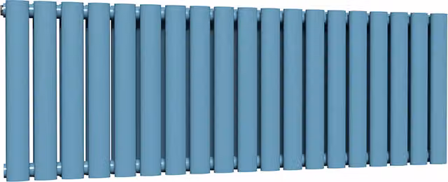 Lux Heat Oval Horizontal Double Steel Radiator in Blue, W: 114 cm, H: 40 cm