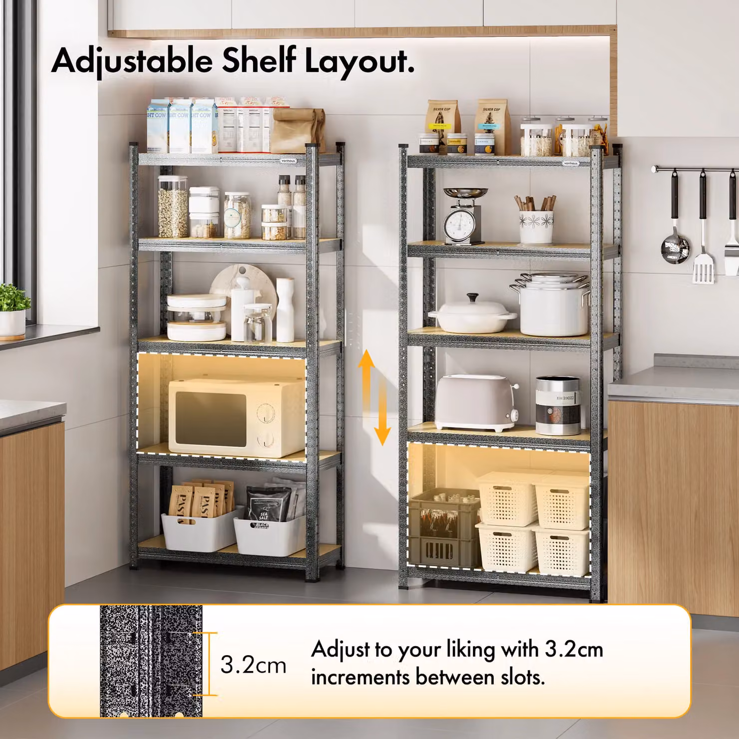 VonHaus 5-Tier Heavy Duty Steel Garage Shelving Unit in Grey – 9
