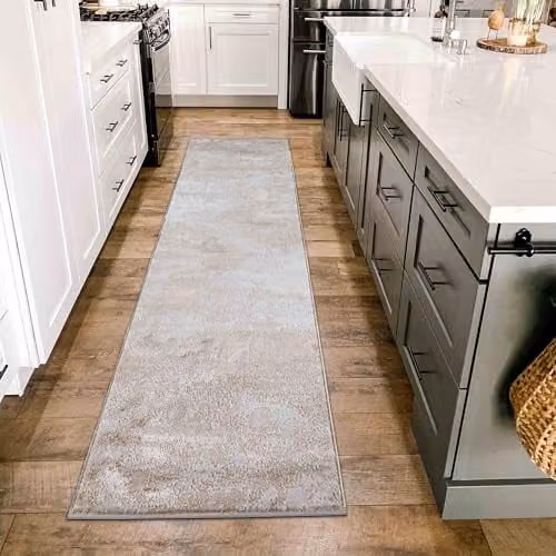 Serdim Rugs Abstract Modern Hallway Runner Rug, Beige, W: 60 cm, L: 220 cm