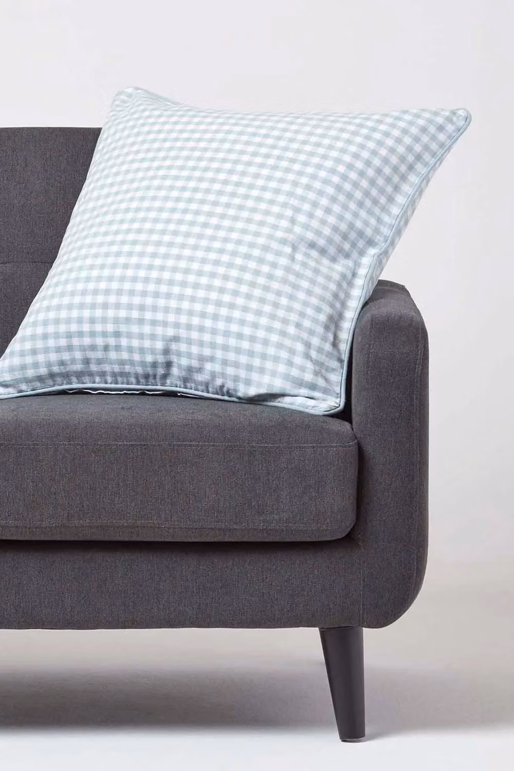 Homescapes Blue Checked Cotton and Linen Rectangular Cushion Cover W/D/H: 30 x 30 x 50 cm – 2