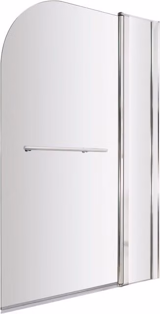 Balterley 6mm Glass Reversible Fixed Bath Screen with Easy Clean Coating, Silver and Transparent, W: 143.3 cm, H: 99.8 cm