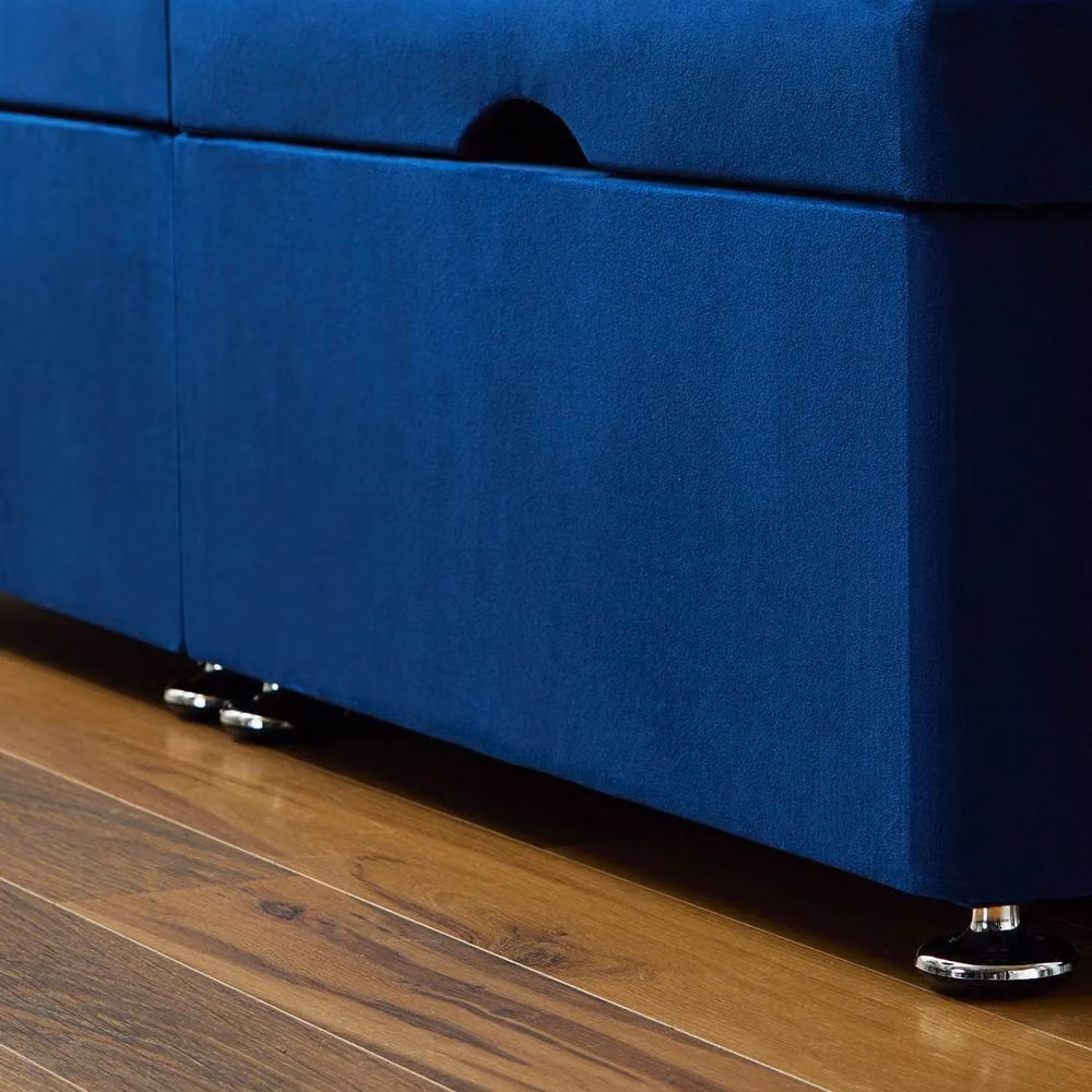 Paradise Beds Ltd Sweet Dreams Modern Velvet Upholstered Ottoman Double Bed in Blue, W/D/H: 140 x 200 cm – 4