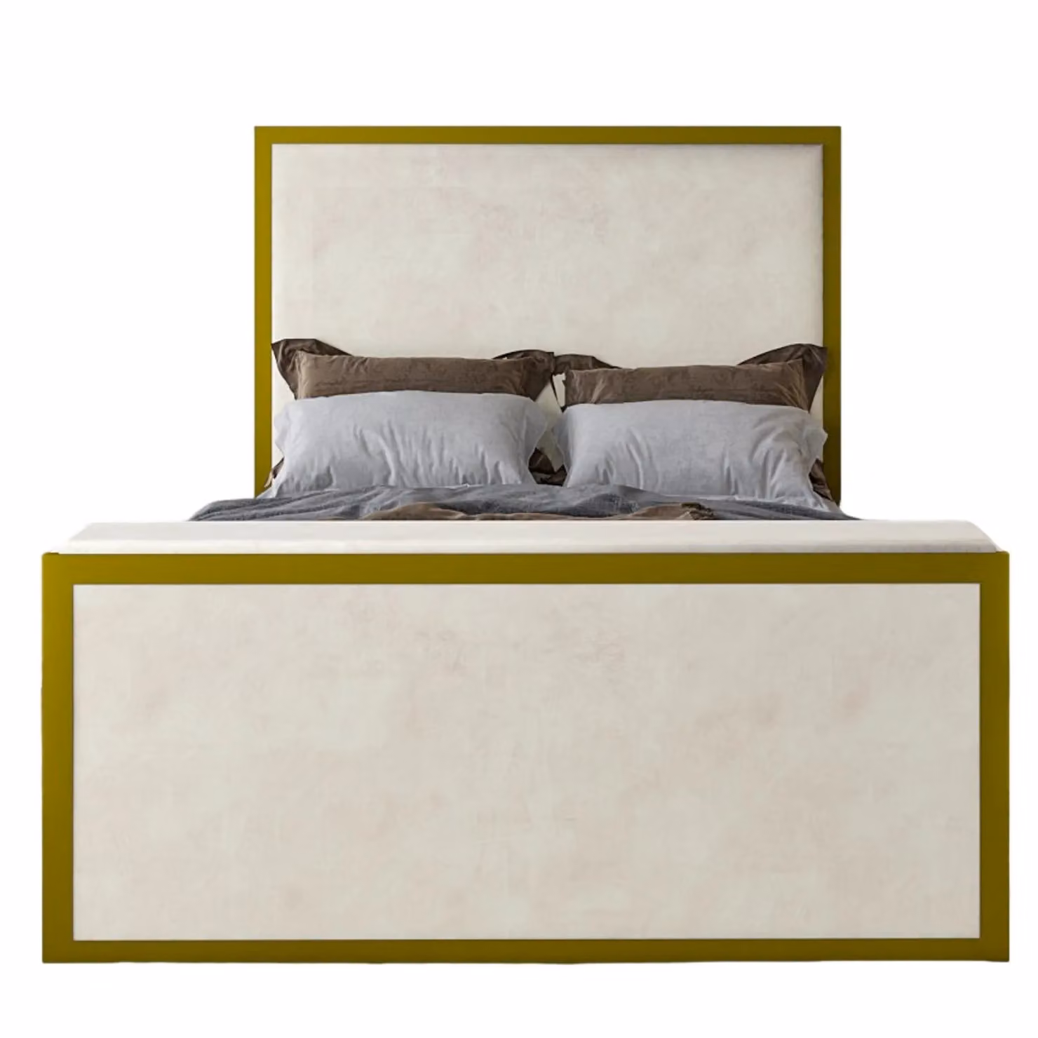 HOB Furniture Washington Metal TV Bed in Cream and Gold French Velvet, Super King Size – 3