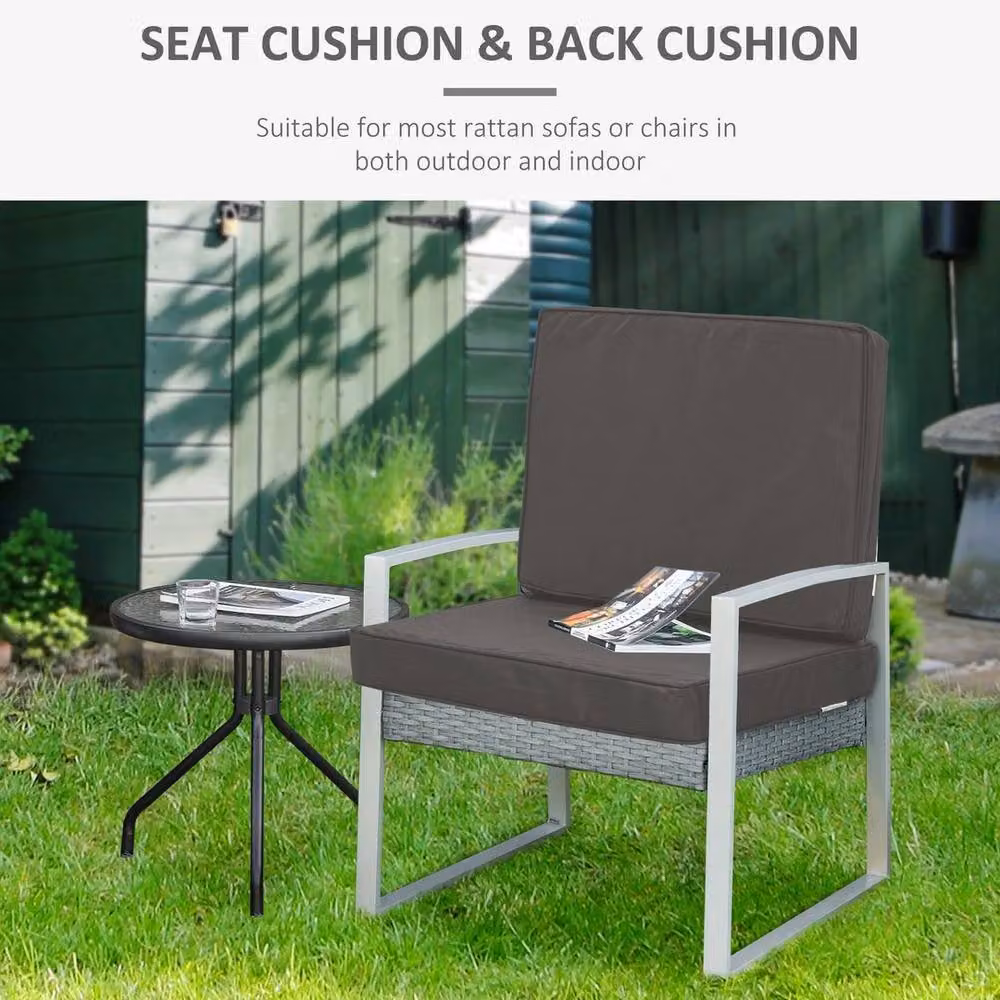 NESTLUNE Outdoor Seat and Back Cushion Replacement Set, Dark Grey, W: 100 cm, H: 15 cm – 5