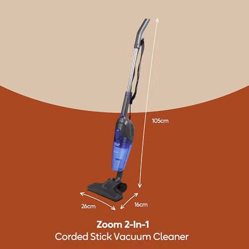 Russell Hobbs Zoom 2-in-1 Corded Stick Vacuum Cleaner, Blue and Grey, 600W, Bagless with 0.5L Dust Tank and Washable Filter, RHSV1002 – 2