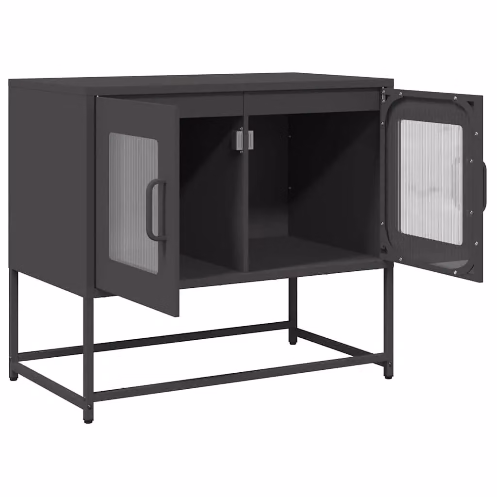 Berkfield Home Industrial TV Cabinet in Black Matt Cold-rolled Steel, W/D/H: 68 x 39 x 60.5 cm – 4