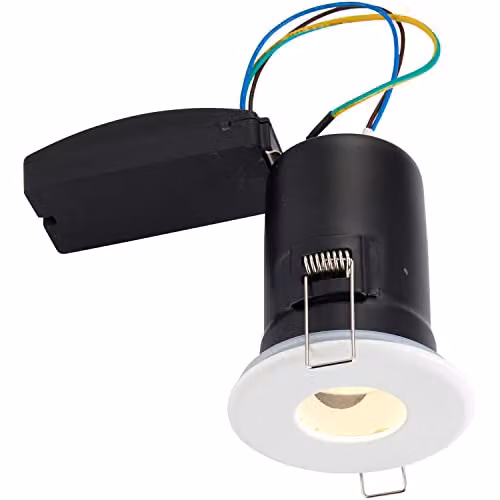 Loops Matt White Recessed Bathroom Downlight, IP65 Rated, Dimmable, Fits 73mm Hole – 3