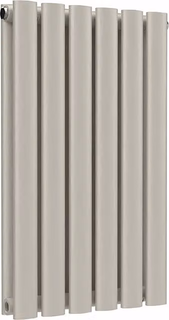 Lux Heat Oval Horizontal Double Radiator in Dune Grey, W: 60 cm, H: 36 cm
