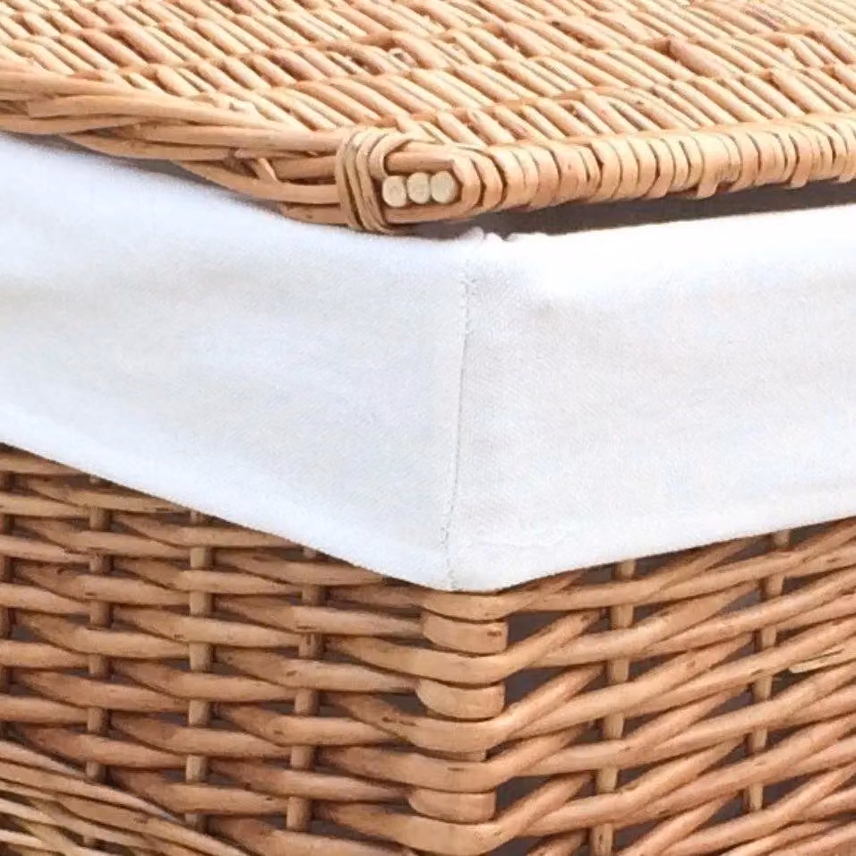 Red Hamper White Wicker Square Laundry Basket with Removable Cotton Lined Bag and Handles, W/D/H: 35.0 x 34.0 x 50.0 cm – 2