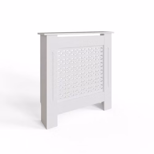 FWStyle White Geometric Small Radiator Cover Shelf Cabinet W/D/H: 82.3 x 78 x 19 cm – 1