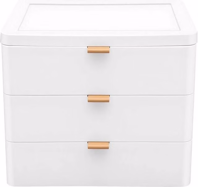 Kelvenix 3-Layer Desktop Storage and Jewelry Box in White