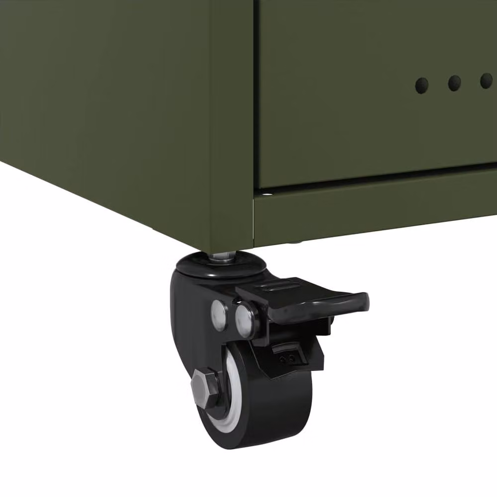 Berkfield Home Set of 2 Stylish Metal Bedside Cabinets in Olive Green, W/D/H: 39 x 39 x 43.5 cm – 3