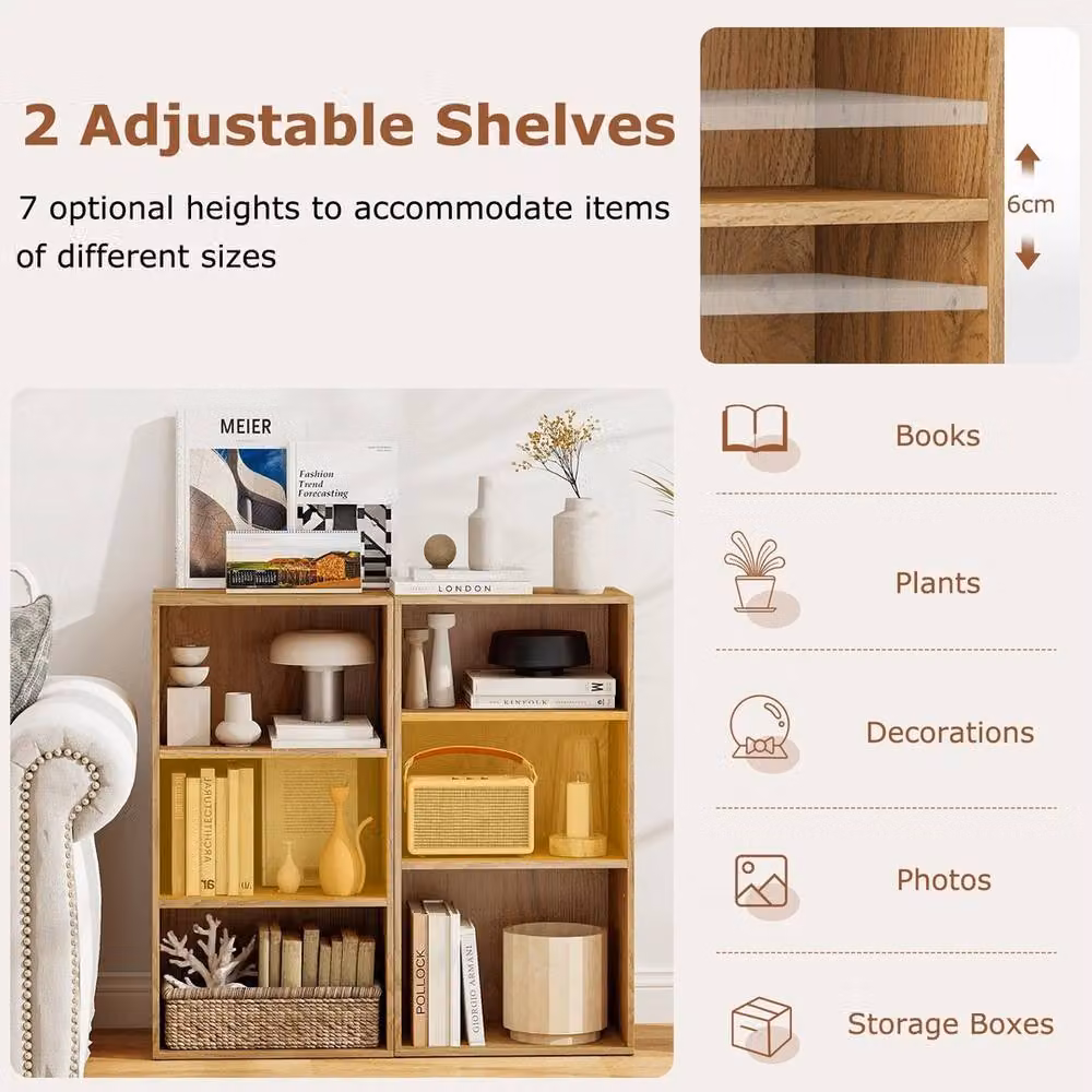 FORGEVIO Brown Cubby Storage Organizer with Adjustable Shelves and Back Panel, W/D/H: 80.0 x 29.5 x 29.5 cm – 4