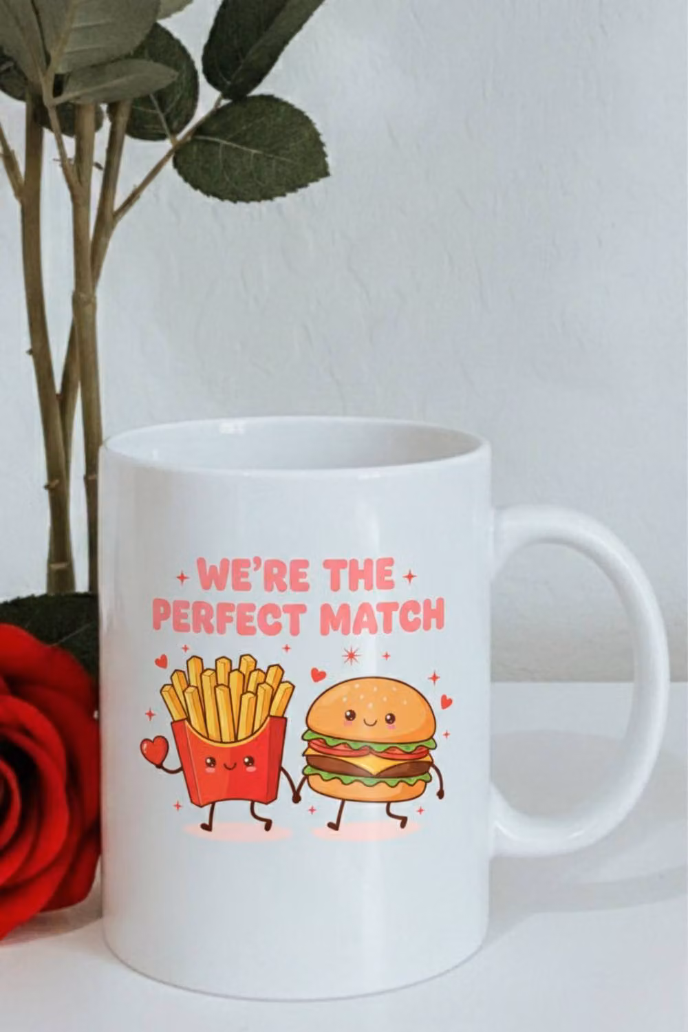 Dyzi We're The Perfect Match Printed Ceramic Mug, White – 2