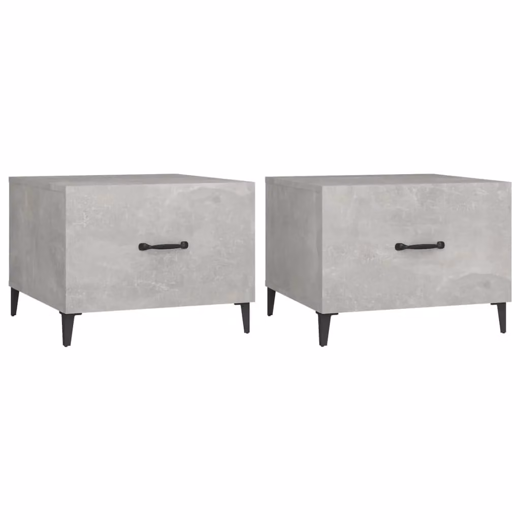 Berkfield Home Set of 2 Concrete Grey Coffee Tables with Metal Legs, W/D/H: 50 x 50 x 40 cm – 1