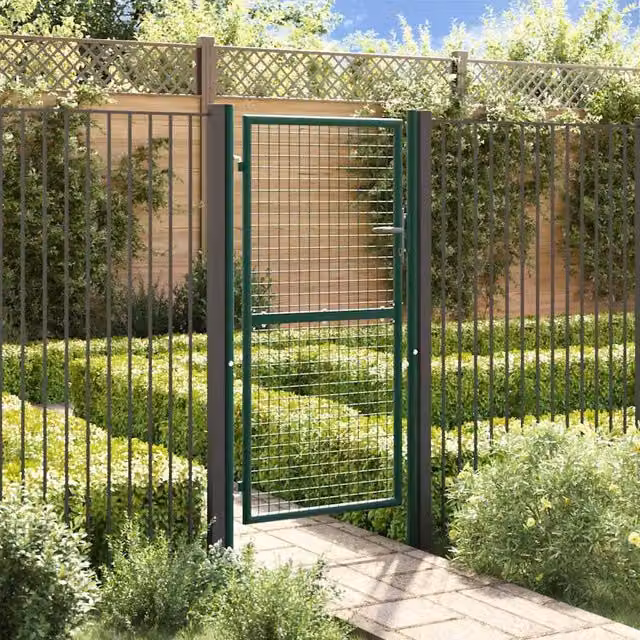 Berkfield Home Green Steel Swing Fence Gate W: 100 cm, H: 175 cm