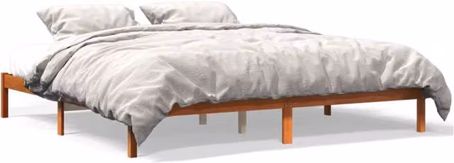Berkfield Home Solid Wood Pine Bed Frame in Wax Brown, 200 x 200 cm