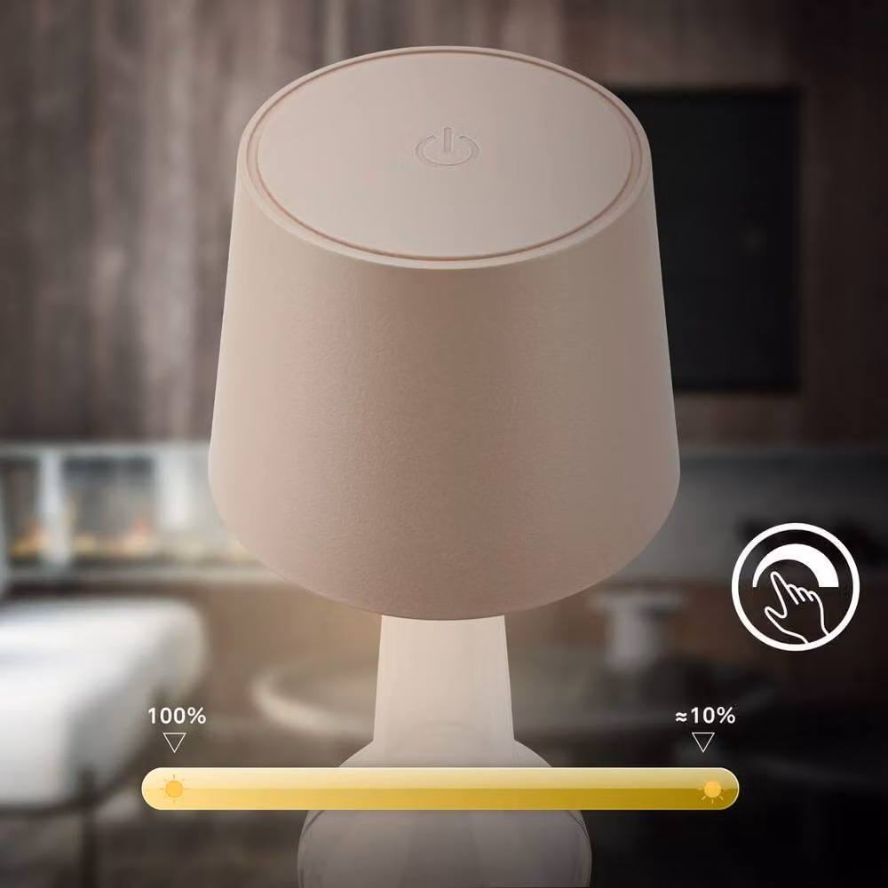 Briloner Beige Rechargeable LED Bottle Lamp with Touch Dimming, Warm White Light, W/D/H: 10.5 x 10.5 x 11.5 cm – 3