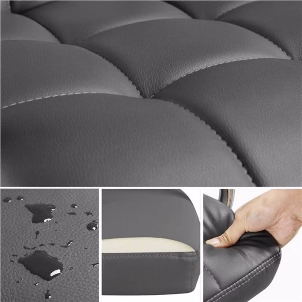Kelvenix Grey Synthetic Leather Swivel Home Office Task Chair – 3
