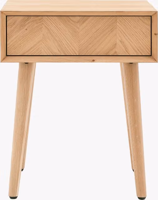 Perch & Parrow Finn One Drawer Side Table in Oak Brown and Beige