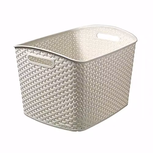 Curver My Style XL Open Weave Basket, 28 Litre, Grey