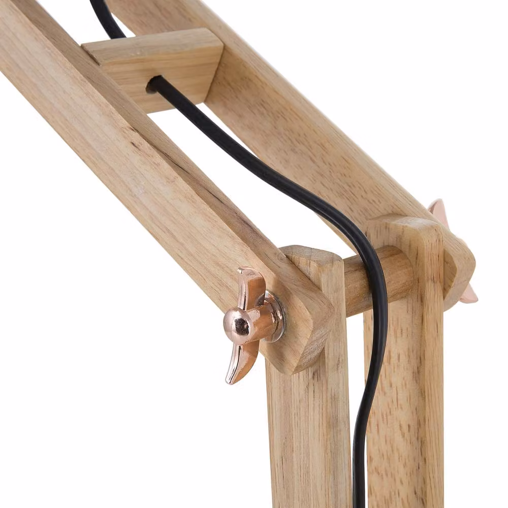 Wyld and Coco Copper and Wood LED Desk Lamp with Adjustable Swing Arm – 3