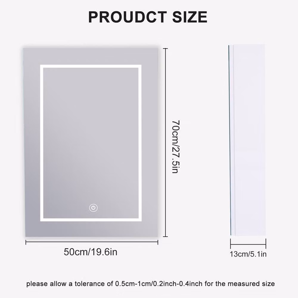 KEEPREAPER Illuminated Bathroom Mirror Cabinet in White, W/H: 50 x 70 cm – 2