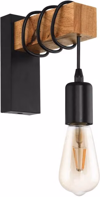 Loops Modern LED Wall Light in Black and Brown with E27 Fitting and IP44 Rating – 4
