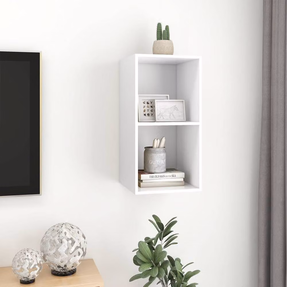 Berkfield Home Practical Wall-mounted TV Cabinet in White, W/D/H: 37 x 37 x 72 cm – 2