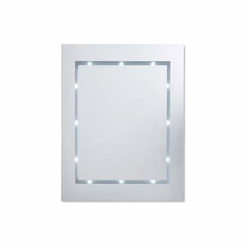 MiniSun Modern Slim Rectangular LED Battery Operated Wall-Mounted Bathroom Mirror in Silver and White, W/H: 40 x 35 cm – 1