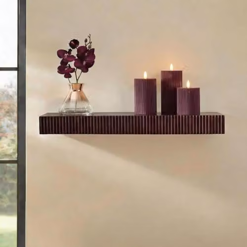 OHS Ribbed Wall Mounted Floating Shelf in Dark Berry Red – 2