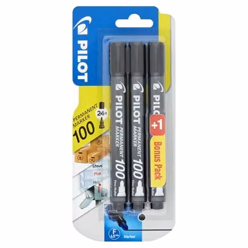 Pilot SCA 100 Black Permanent Markers with Bullet Point Tip