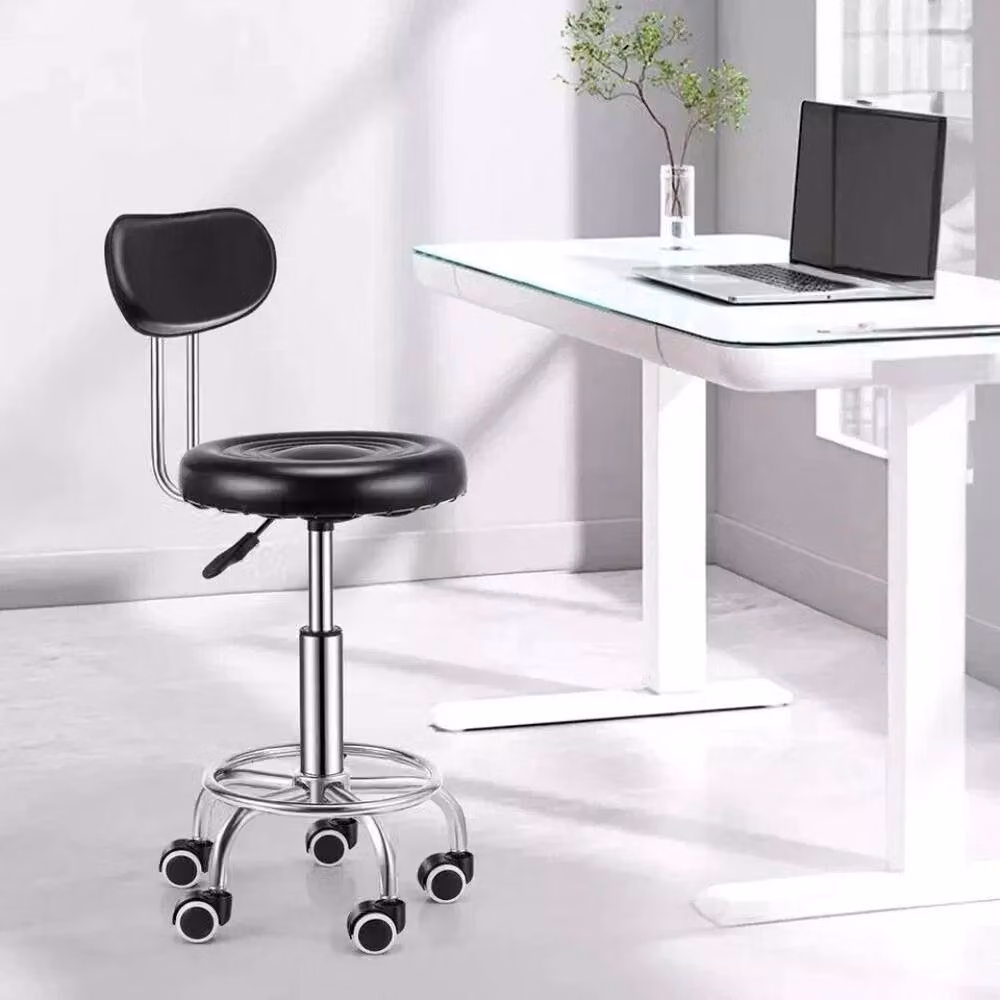 SPETLEK Black Adjustable Height Swivel Gas Stools for Kitchen and Breakfast Bars – 2