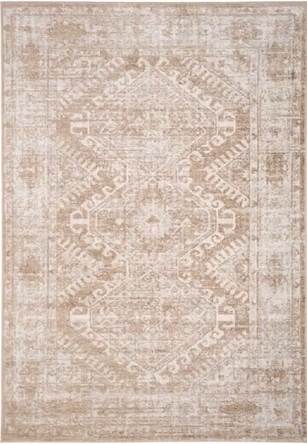 Kukoon Beige Geometric Medallion Square Rug, W x D: 160 x 160 cm