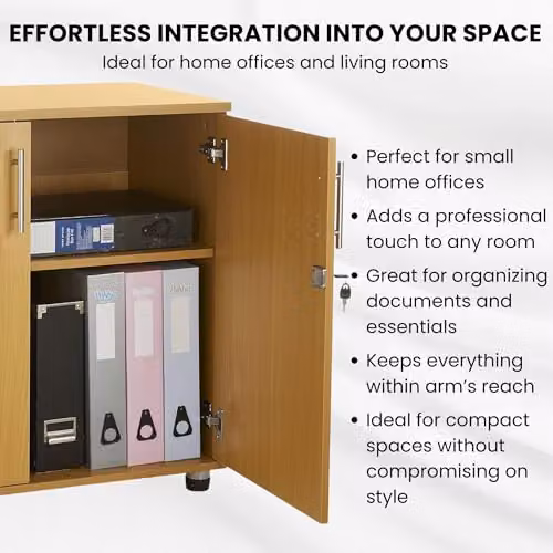 Moderna Lockable Wooden Storage Cabinet in Brown Beech with 2 Hinged Doors and Adjustable Shelves, W/D/H: 80 x 45 x 75 cm – 7