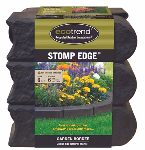 Nicoman Rubber Stone Effect Garden Lawn Edging Border in Anthracite Grey, 12 Pack – 5