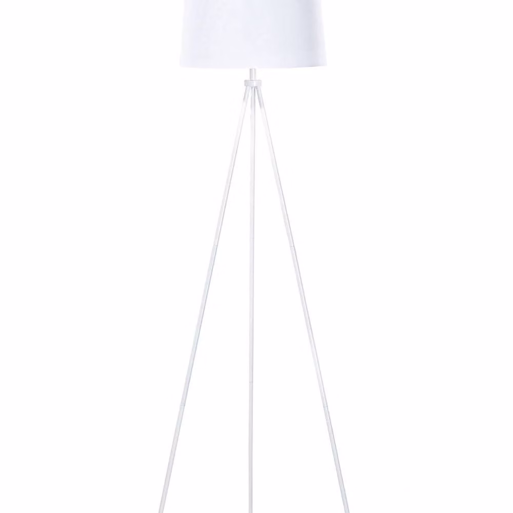 Wyld and Coco Brightline Tripod Floor Lamp in White Metal with Fabric Cylinder Shade, Height: 149 cm – 2