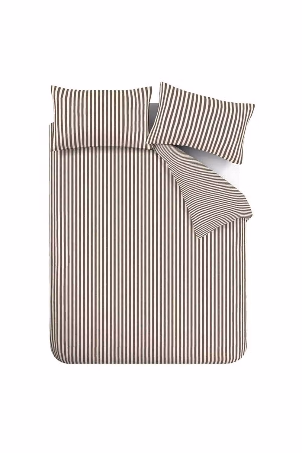 Catherine Lansfield Epping Textured Stripe Reversible Duvet Cover and Pillowcase Set, Brown, W: 180 cm x D: 200 cm, Pillowcase: 50 x 75 cm – 3
